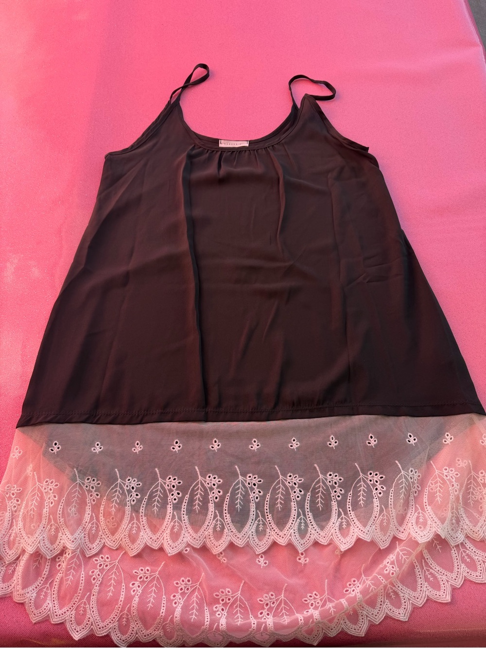 Reborn Black Chemise with Scalloped Lace Overlay